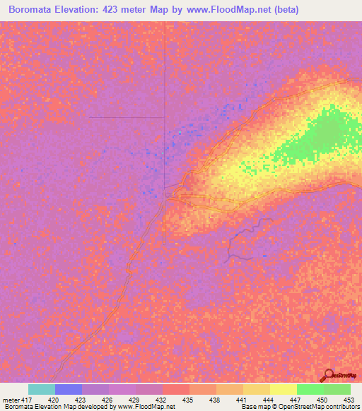 Boromata,Central African Republic Elevation Map