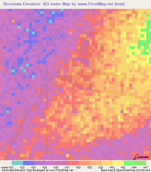 Boromata,Central African Republic Elevation Map