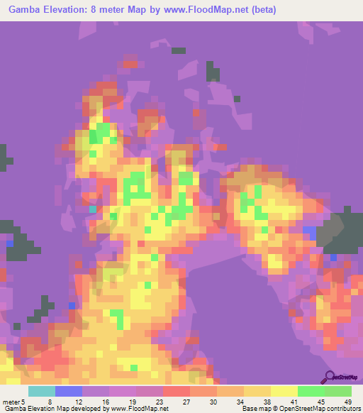 Gamba,Gabon Elevation Map