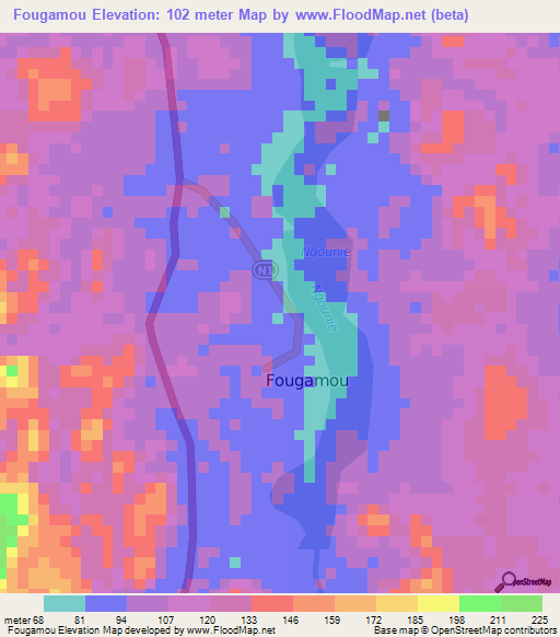 Fougamou,Gabon Elevation Map