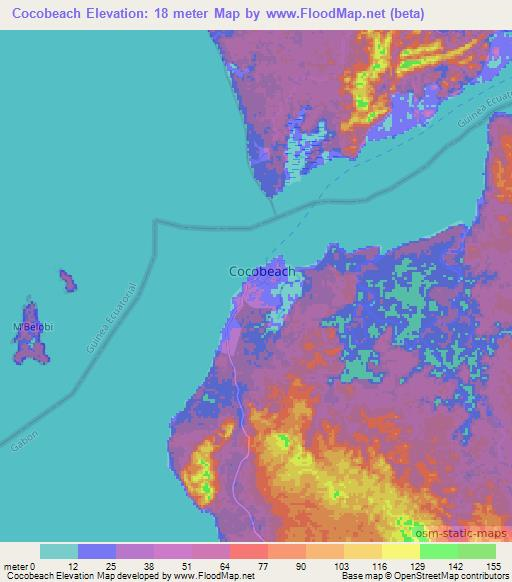 Cocobeach,Gabon Elevation Map