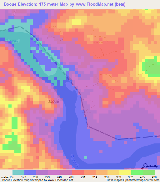 Booue,Gabon Elevation Map
