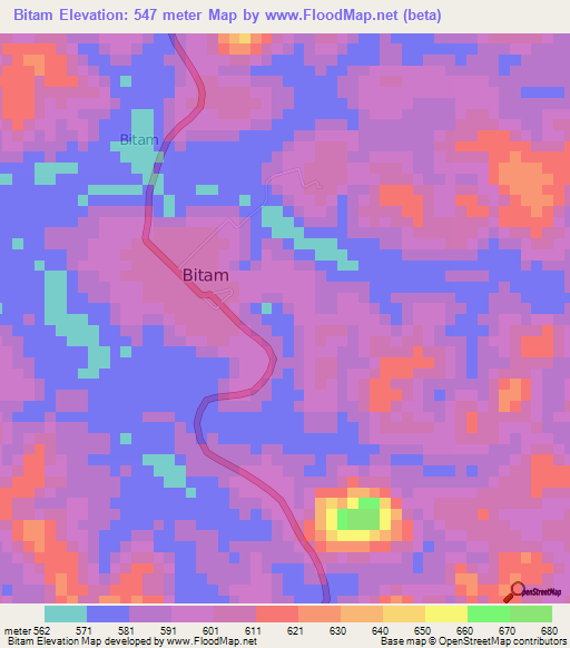 Bitam,Gabon Elevation Map