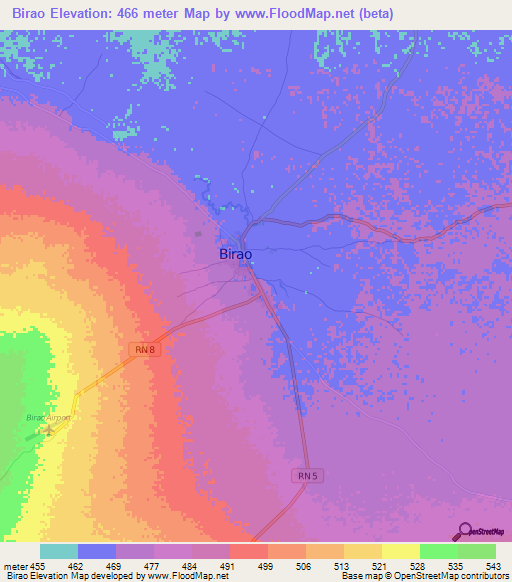 Birao,Central African Republic Elevation Map