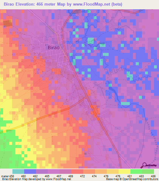 Birao,Central African Republic Elevation Map
