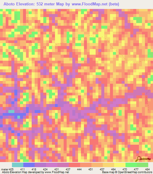 Aboto,Gabon Elevation Map