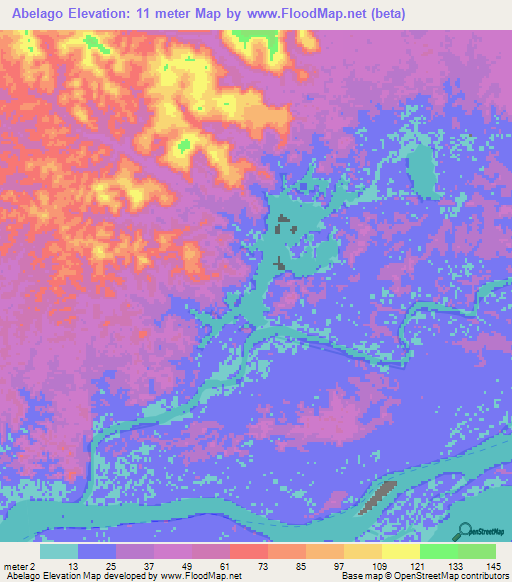 Abelago,Gabon Elevation Map