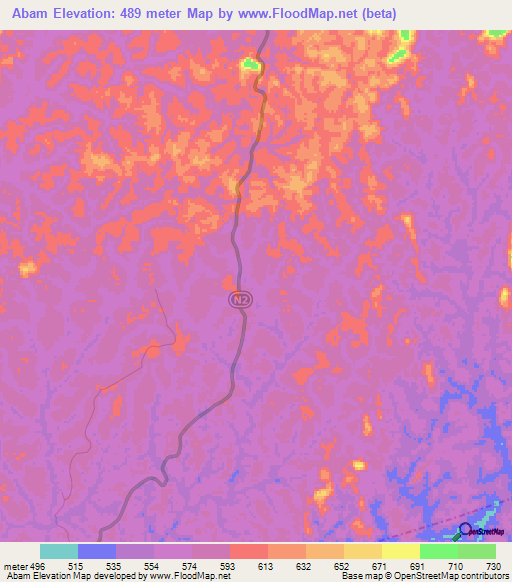 Abam,Gabon Elevation Map
