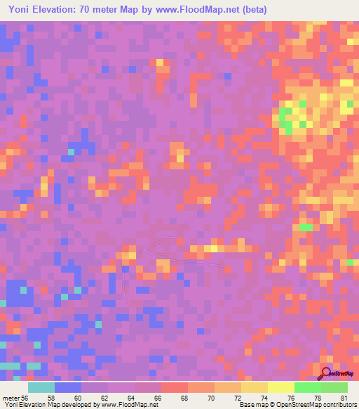 Yoni,Sierra Leone Elevation Map