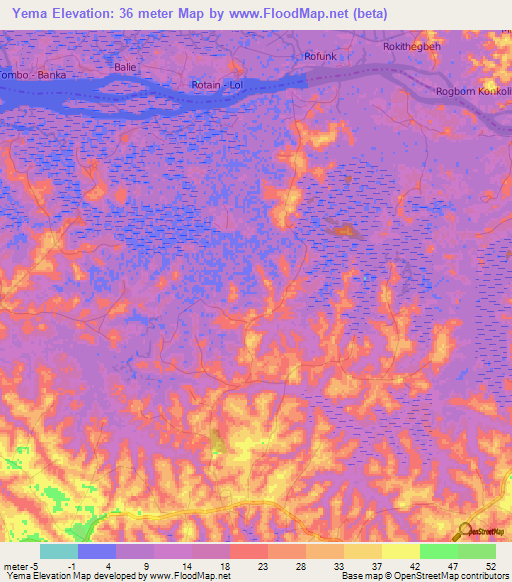 Yema,Sierra Leone Elevation Map