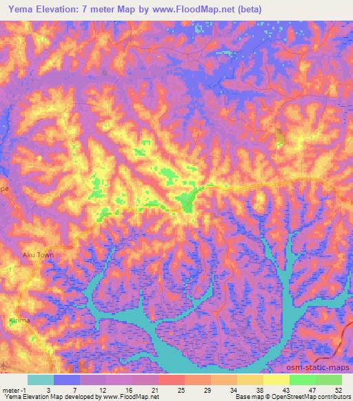Yema,Sierra Leone Elevation Map