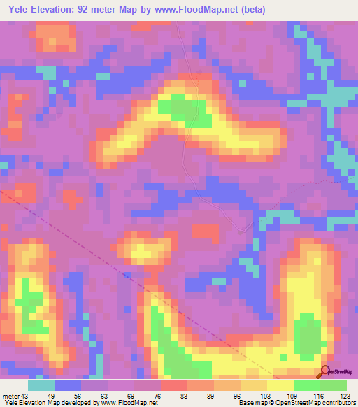 Yele,Sierra Leone Elevation Map