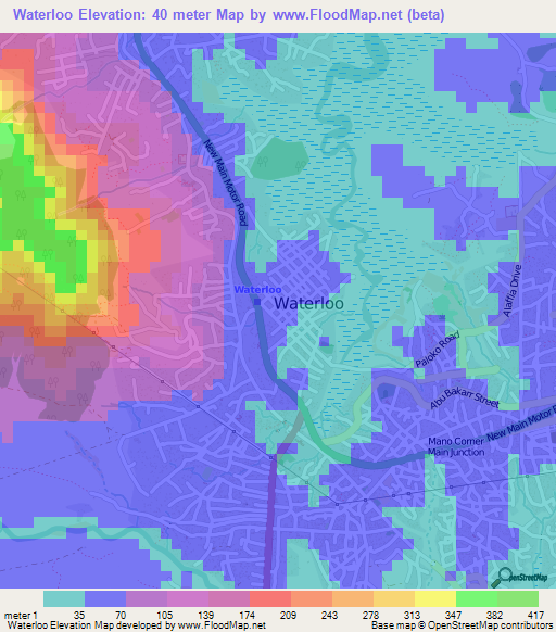 Waterloo,Sierra Leone Elevation Map