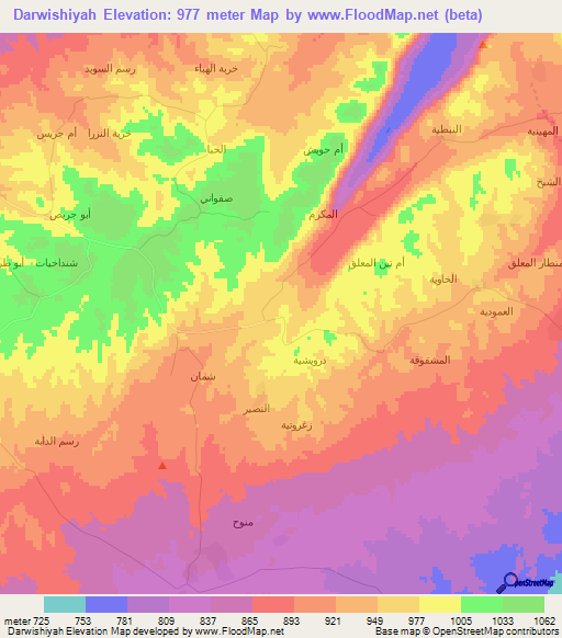 Darwishiyah,Syria Elevation Map