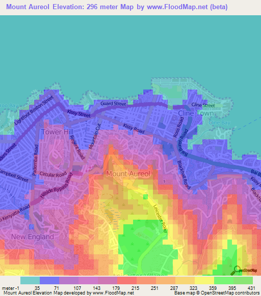 Mount Aureol,Sierra Leone Elevation Map
