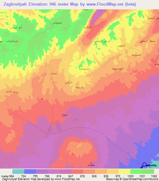 Zaghrutiyah,Syria Elevation Map