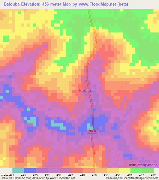 Balouba,Central African Republic Elevation Map