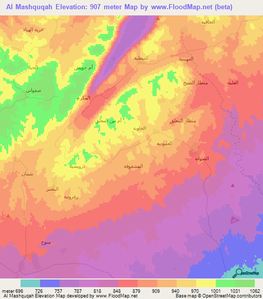 Al Mashquqah,Syria Elevation Map
