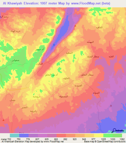 Al Khawiyah,Syria Elevation Map