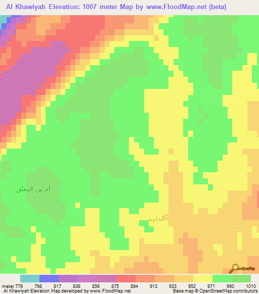 Al Khawiyah,Syria Elevation Map