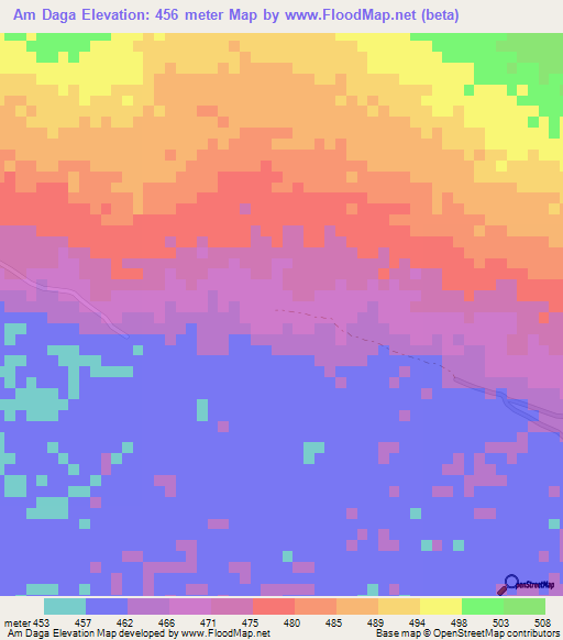 Am Daga,Central African Republic Elevation Map