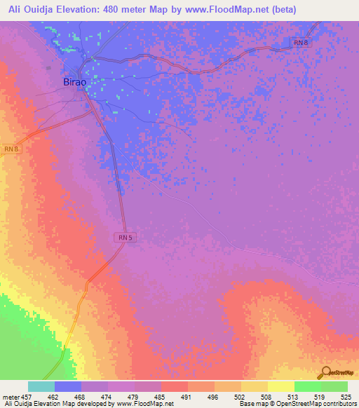 Ali Ouidja,Central African Republic Elevation Map