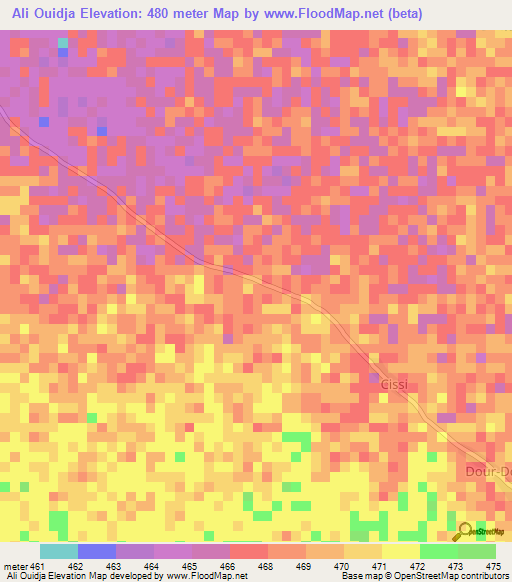 Ali Ouidja,Central African Republic Elevation Map
