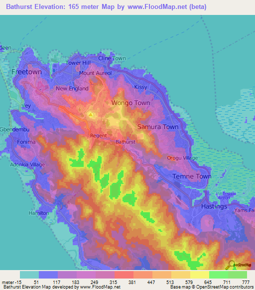 Bathurst,Sierra Leone Elevation Map