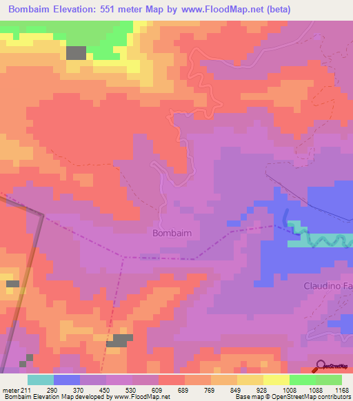 Bombaim,Sao Tome and Principe Elevation Map