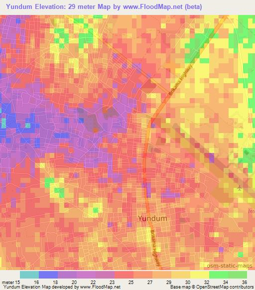 Yundum,Gambia Elevation Map