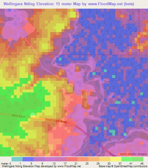 Wellingara Nding,Gambia Elevation Map