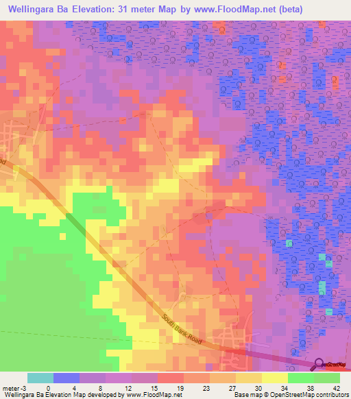 Wellingara Ba,Gambia Elevation Map