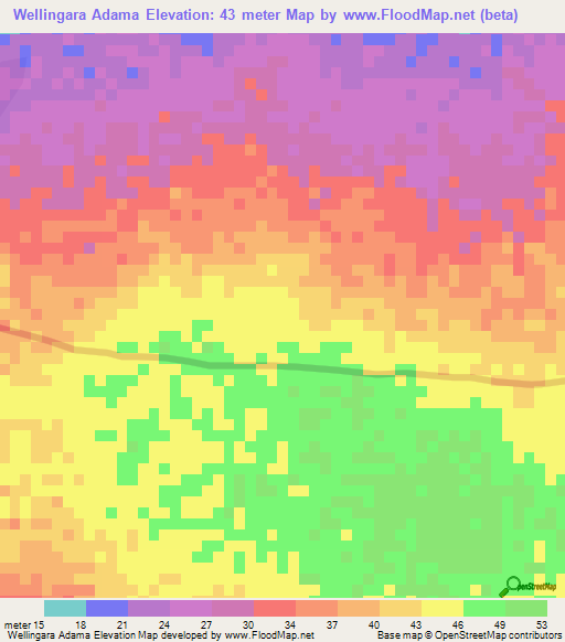 Wellingara Adama,Gambia Elevation Map