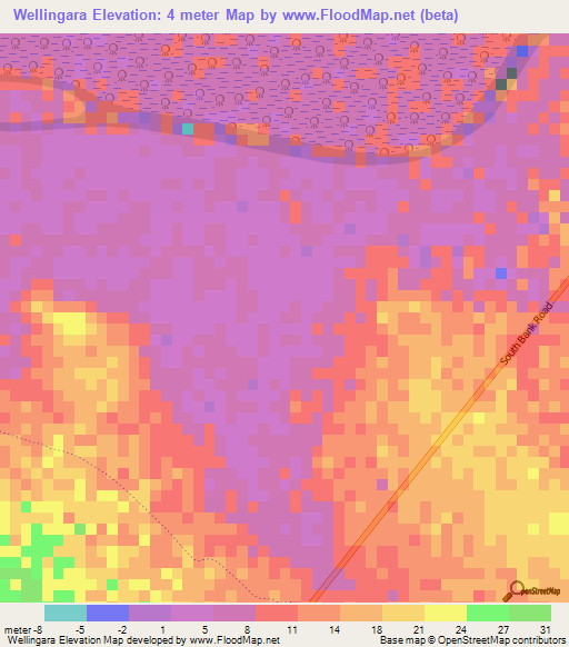 Wellingara,Gambia Elevation Map