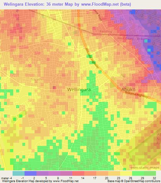 Welingara,Gambia Elevation Map