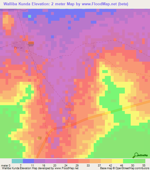 Walliba Kunda,Gambia Elevation Map