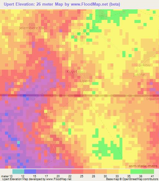 Upert,Gambia Elevation Map