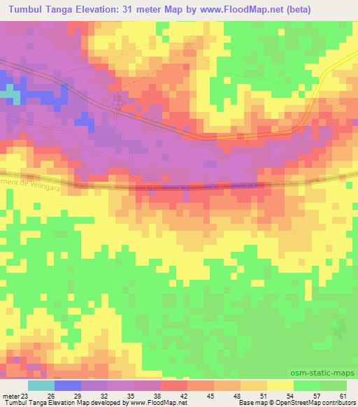 Tumbul Tanga,Gambia Elevation Map