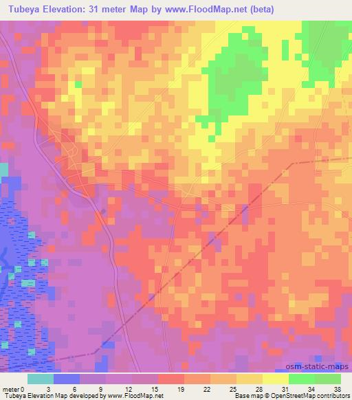 Tubeya,Gambia Elevation Map