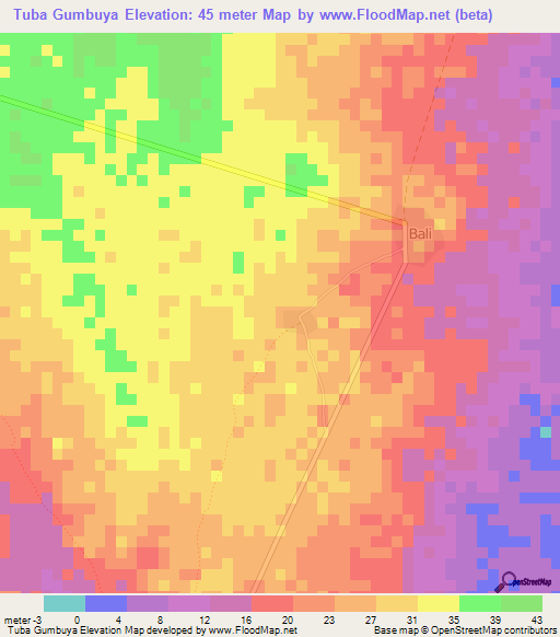 Tuba Gumbuya,Gambia Elevation Map