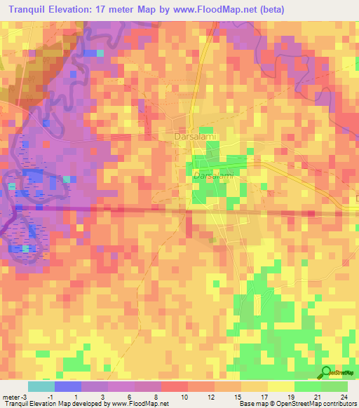 Tranquil,Gambia Elevation Map