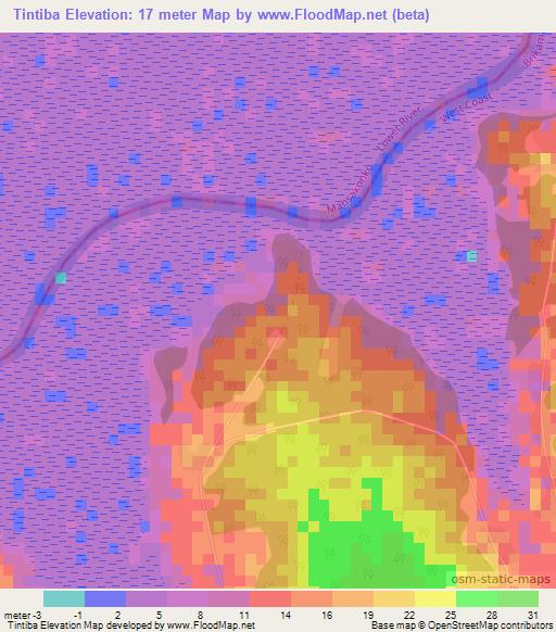 Tintiba,Gambia Elevation Map