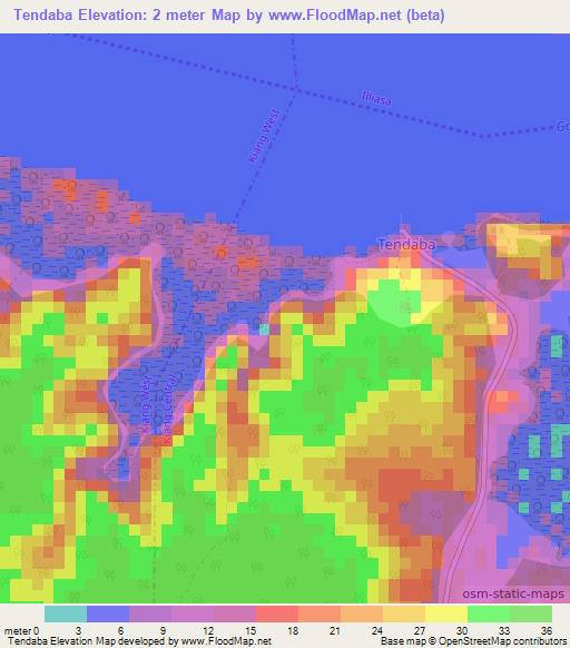 Tendaba,Gambia Elevation Map