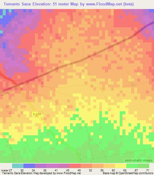 Temanto Sana,Gambia Elevation Map