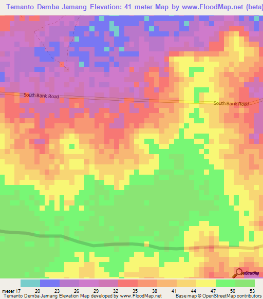 Temanto Demba Jamang,Gambia Elevation Map