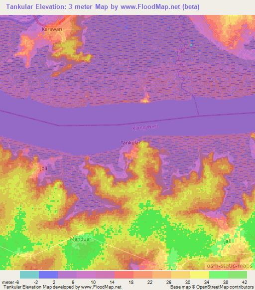 Tankular,Gambia Elevation Map
