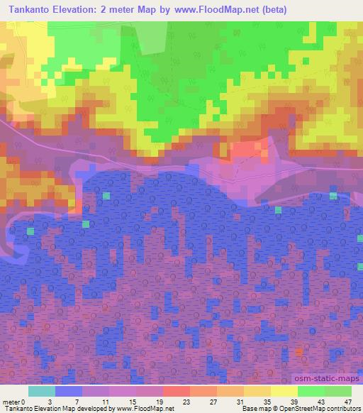 Tankanto,Gambia Elevation Map