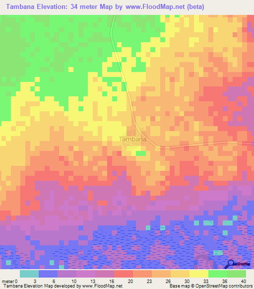 Tambana,Gambia Elevation Map