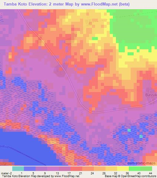 Tamba Koto,Gambia Elevation Map