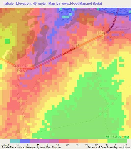 Tabaiel,Gambia Elevation Map
